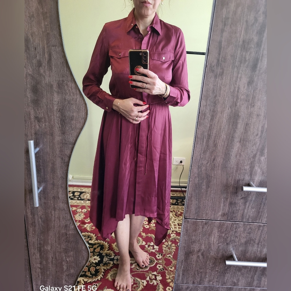 Ralph Lauren Burgundy High Low Dress
